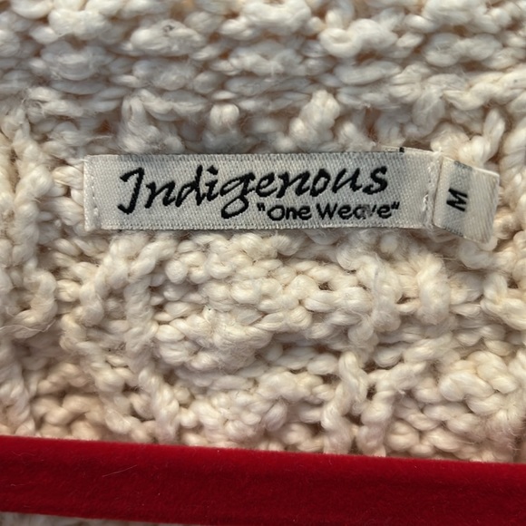 Indigenous One Wear cream off white cable knit sweater with hood. - Picture 3 of 16